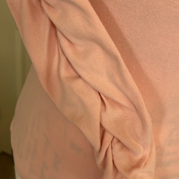 Pink ruched sleeves knit cotton top Size small - Picture 3 of 6